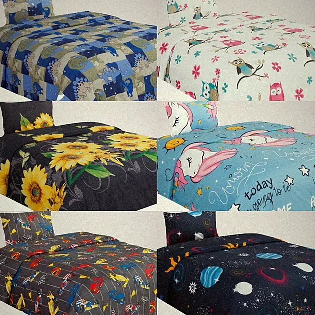 1 Comforter 1 Flat 1 Fitted Sheet 1 Case 1 Sham 1 decorative Pillow TWIN KIDS
