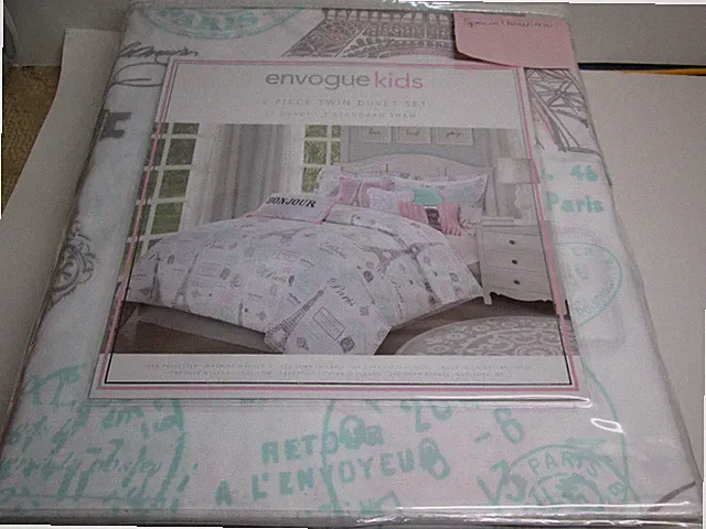 2 pc Envogue PARIS Eiffel Tower Twin Duvet Set ~ Grey, Aqua, Pink, Lavender