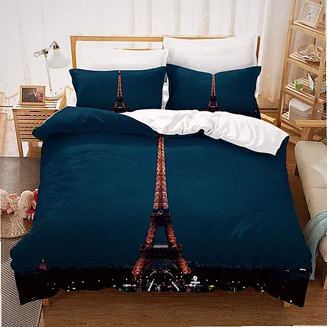 3D Eiffel Tower Night View Quilt Cover Set Bedding Sets Pillowcases 64