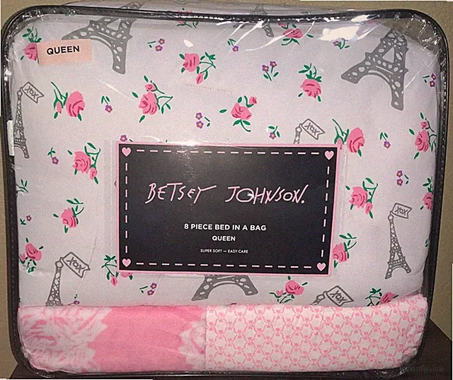 Betsey Johnson Paris XOX Floral 8pc QUEEN Set Comforter,Shams,Sheets,Plush Throw