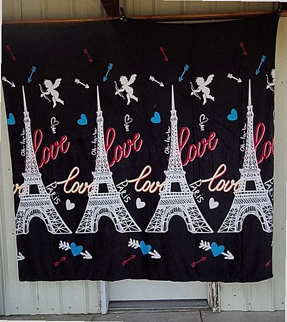 EIFFEL TOWER PARIS FRANCE LOVE ARROW CUPID HEART KING SIZE THROW BLANKET