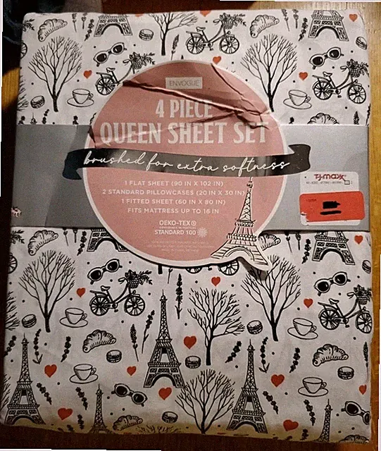 Envogue Valentines Day Queen Sheet Set A Day In Paris Eiffel Tower Parisian Love