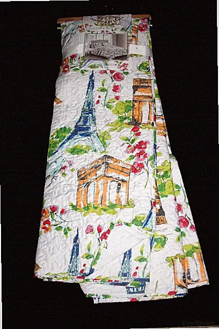 Ivy Hill 3-Pc Colorful PARIS Attractions Eiffel Tower Etc Reversible Quilt Shams