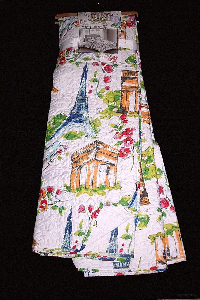 Ivy Hill 3-Pc PARIS Attractions Eiffel Tower Full/Queen Reversible Quilt Shams