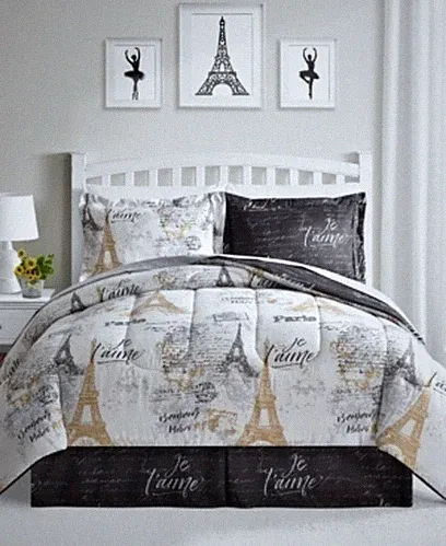 Macy's 6 pcs. Paris Gold Reversible Bed Ensemble Comforter Set Twin Multicolor