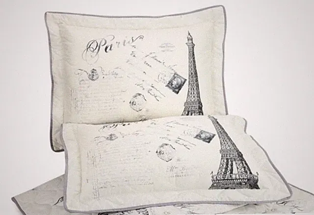 Mainstays Paris Eiffel Tower France 1 Standard Sham Pillowcase Cream Black 24x30