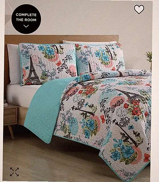 New Eiffel Reversible 3-Pc. Full/Queen Quilt Set (NEW)