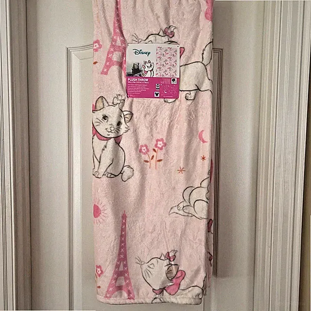 NWT Disney Aristocats Marie Kitty Cat Eiffel Tower Throw Blanket 50"x70"