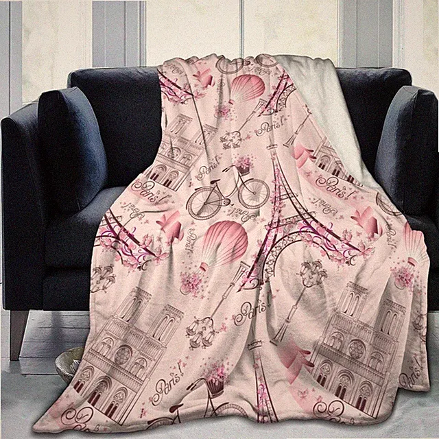 Paris Eiffel Tower Throw Blanket Ultra Soft Warm All Season Romantic Travel in P