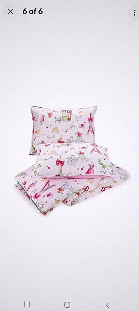 Paris Eiffel Tower Twin Kids Bedding Set Pink Comforter Pillow Sham