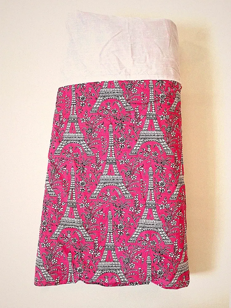 Pink Paris Twin Bed Skirt Black Eiffel Tower Cotton Unused