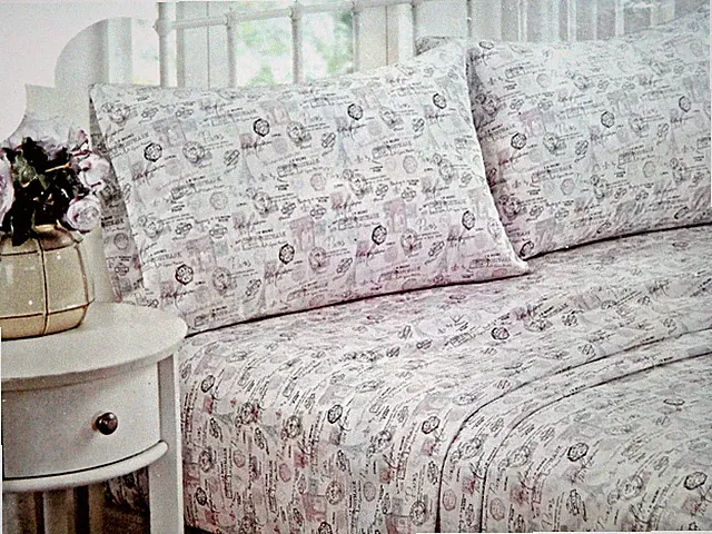 The Armoir Collection PARIS France EIFFEL TOWER 3-PC TWIN Sheet Set 100% COTTON