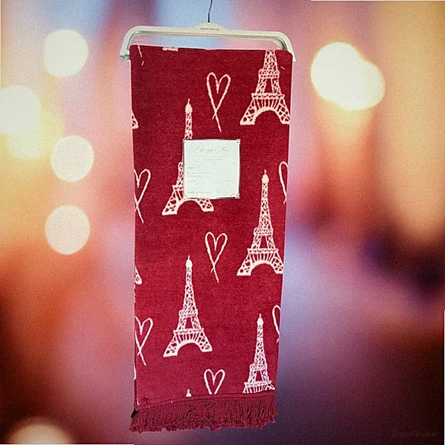 Throw 50 x 60 Red Eiffel Tower Paris France Cotton