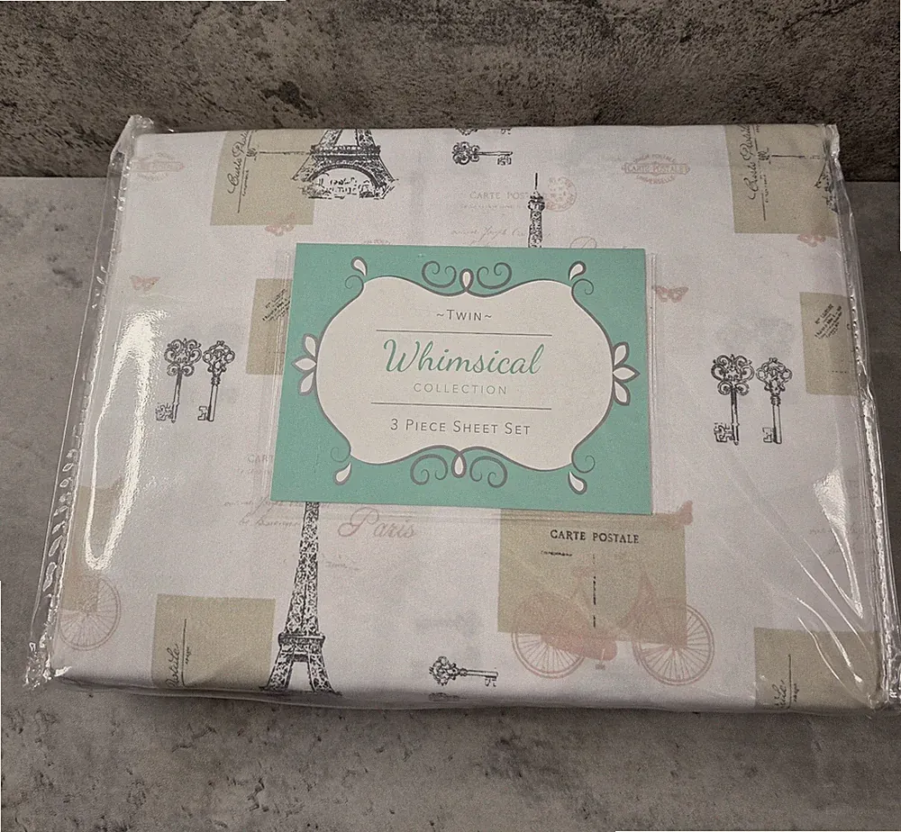 Whimsical Paris Twin Sheet Set 3pcs Eiffel Tower French Parisian NWT from Macys