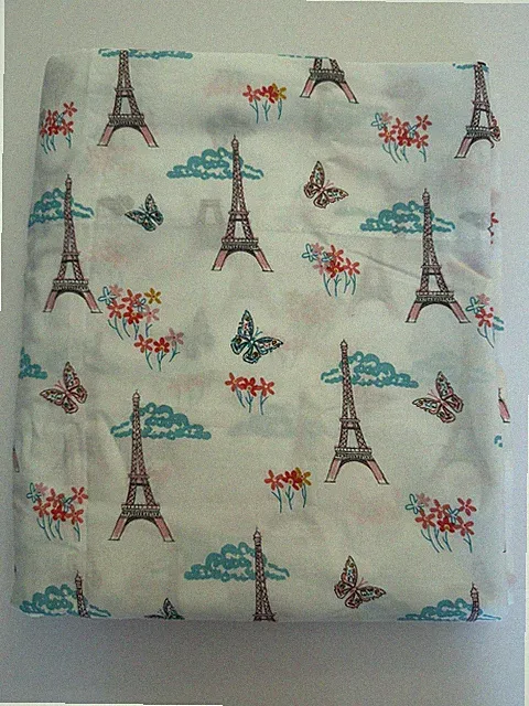 Your Zone Flat Sheet ONLY Paris ~ Eiffel Tower ~ Floral Print TWIN XL NEW